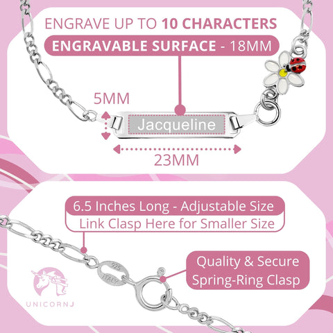 UNICORNJ Sterling Silver 925 Childrens Bracelet with Enamel Charm Italy