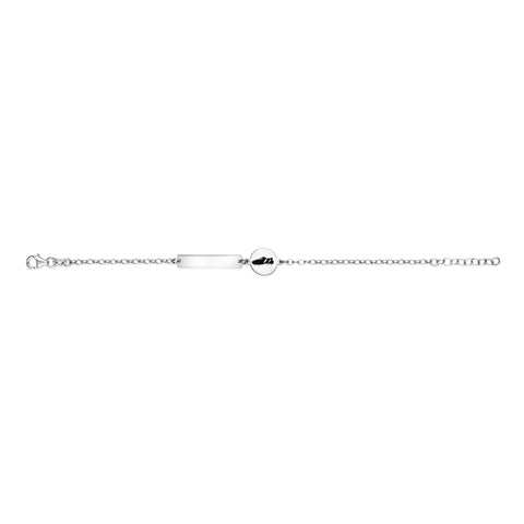 UNICORNJ Sterling Silver 925 Engravable ID Bracelet for Boys Girls Sports Enamel Rolo Chain 6.5"