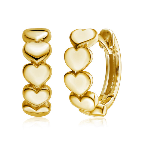 Heart Huggie Earrings in 14K Gold