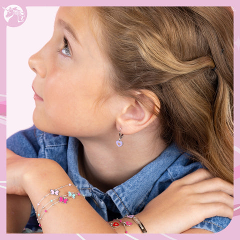 UNICORNJ Sterling Silver 925 Heart Earrings Leverback Dangle for Girls with Enamel Heart in Heart