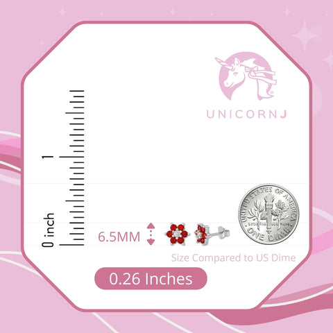 Birthstone Earrings in Sterling Silver with CZ Flower