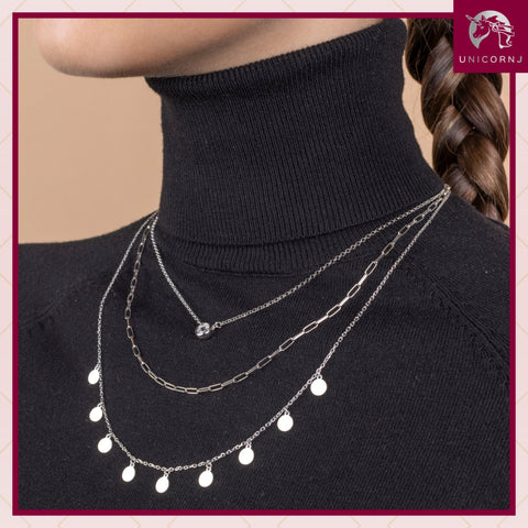 Sterling Silver Multiple Mini Discs Necklace flat Cable Chain 20"