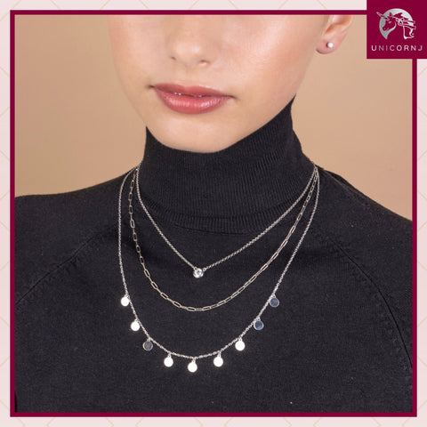 Sterling Silver Multiple Mini Discs Necklace flat Cable Chain 20"