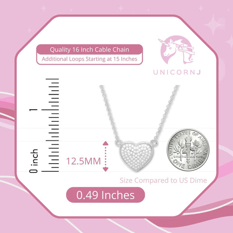 Heart Pendant Necklace in Sterling Silver with CZ Pavé