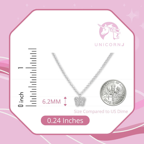 Butterfly Pendant Necklace in Sterling Silver with CZ Pavé
