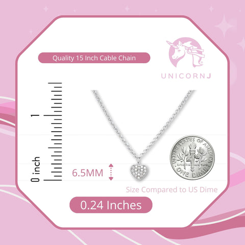 Heart Pendant Necklace in Sterling Silver with CZ Pavé