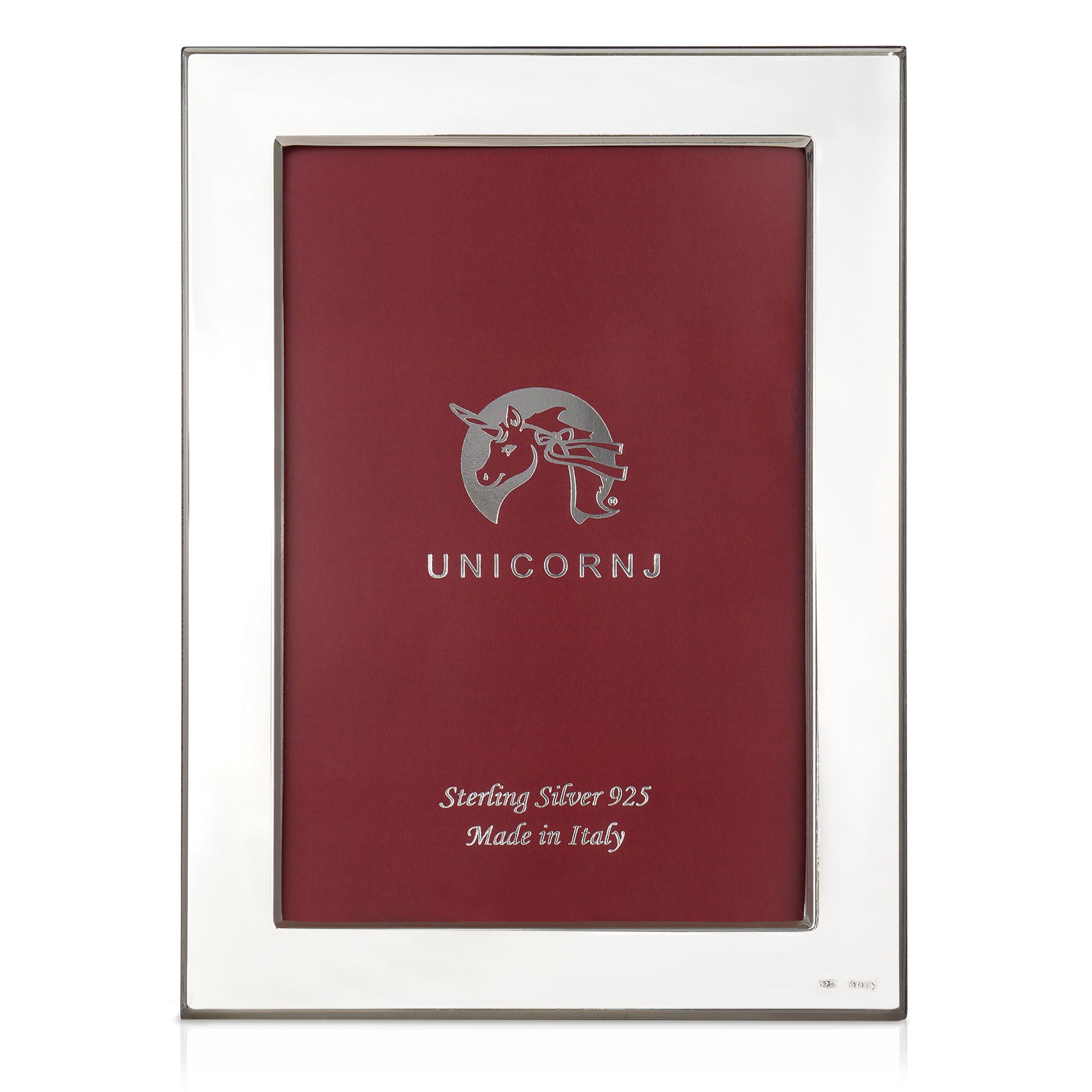 UNICORNJ Sterling Silver 4x6 Picture Frame Plain Polished 3/4" Inch Border Made In Italy