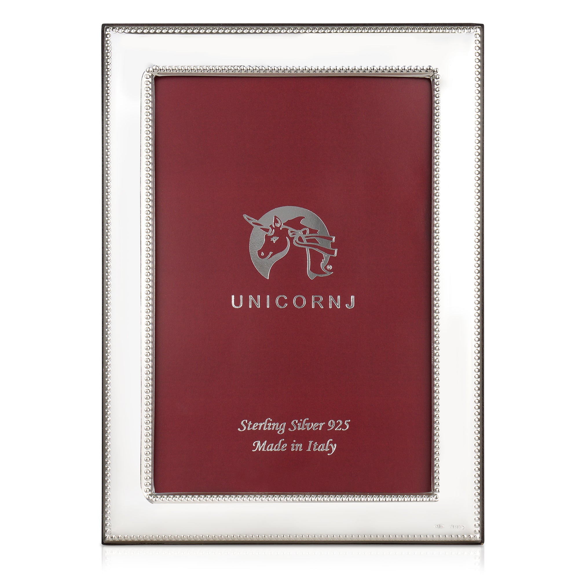 UNICORNJ Sterling Silver 4x6 Picture Frame Beaded Design 3/4" Inch Border Made In Italy