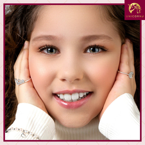 UNICORNJ 14K White and Rose or White and Yellow Gold Open Ring Hearts Polished and Pave CZ Italy