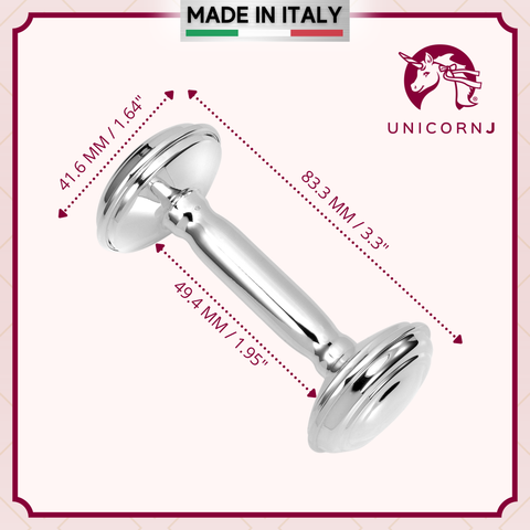 Sterling silver baby rattle barbell keepsake with size diagram on presentation card