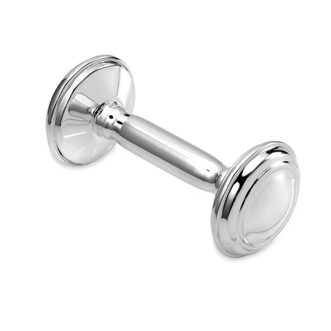 UNICORNJ Sterling Silver Keepsake Baby Rattle Barbell Personalized with Engraved Initials or Name | Complete with Gift Box | Gift for Baby | Made in Italy