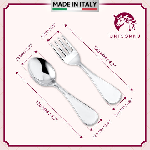 Sterling Silver Baby Spoon and Fork Set Personalized Engravable Keepsake Gift | Plain Modern Design