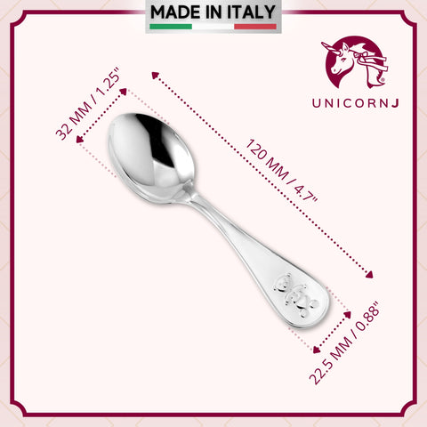 Sterling Silver Baby Spoon Personalized Engravable Keepsake | Teddy Bear Design