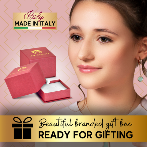 UNICORNJ 14K Yellow Gold Polished and Pave CZ Long Double Dangle Drop Heart Earrings Italy