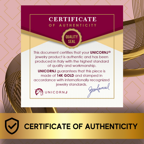 Certificate of authenticity for the 14k solid gold children's bracelet