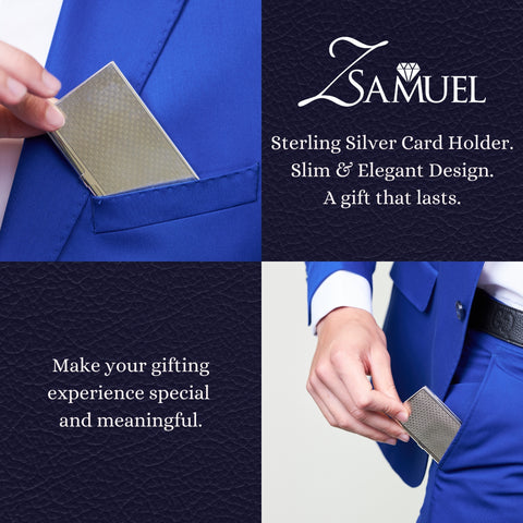 Z.SAMUEL Luxury Sterling Silver 925 Business Card Holder Italy for Men and Women