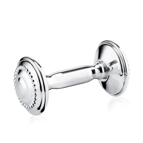 UNICORNJ Sterling Silver Keepsake Baby Rattle Barbell With Beaded Finish Personalized with Engraved Initials or Name | Complete with Gift Box | Gift for Baby | Made in Italy (Copy)