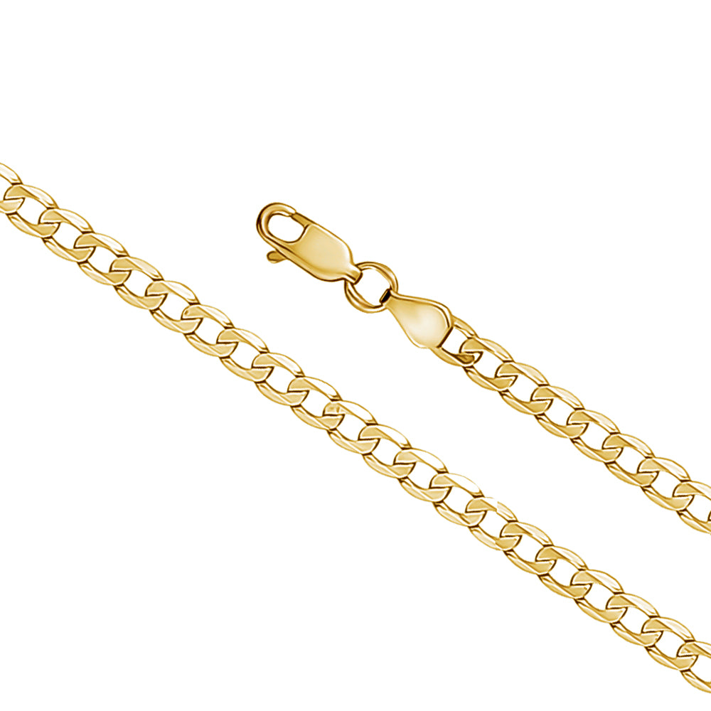 14K Solid Yellow Gold Curb Link Chain Bracelet for Men Made in Italy-Length 8"
