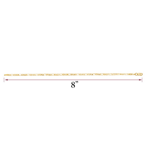 14K Solid Gold Figaro Link Chain Bracelet for Men | 3+1 Links | 2.5 and 4mm Width | 8.25" Length | Made in Italy