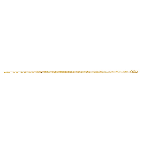 14K Solid Gold Figaro Link Chain Bracelet for Men | 3+1 Links | 2.5 and 4mm Width | 8.25" Length | Made in Italy