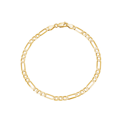 14K Solid Gold Figaro Link Chain Bracelet for Men | 3+1 Links | 2.5 and 4mm Width | 8.25" Length | Made in Italy