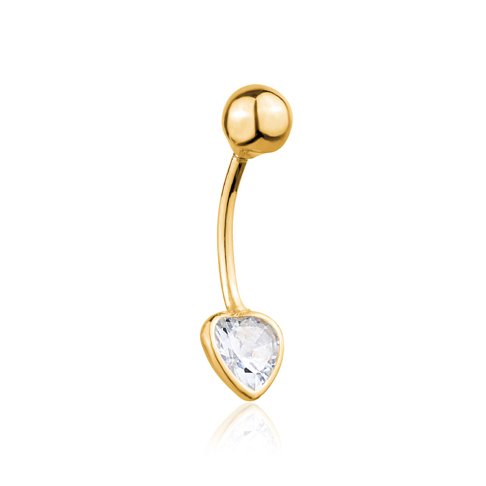 Belly Rings 14k Yellow Gold Navel Rings Simulated Diamond Barbell Stud Body Piercing
