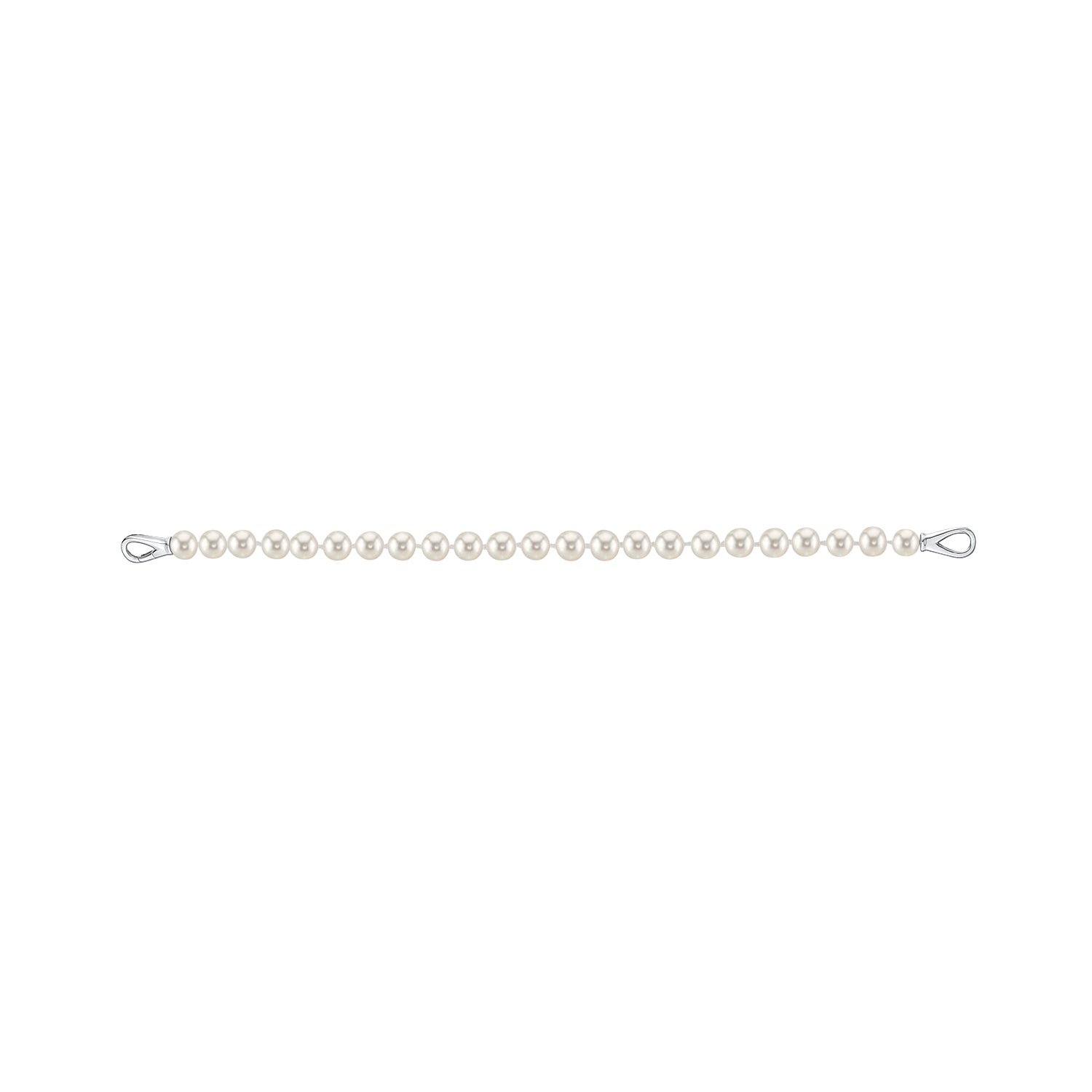 MASSETE White Round Freshwater Cultured Pearl Bracelet for Women Sterling Silver Lobster Clasp Modern 6.5mm 7"