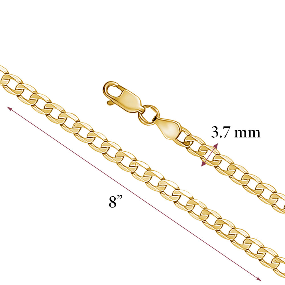 14K Solid Yellow Gold Curb Link Chain Necklace for Women and Girls Made in Italy - Width 1.5mm
