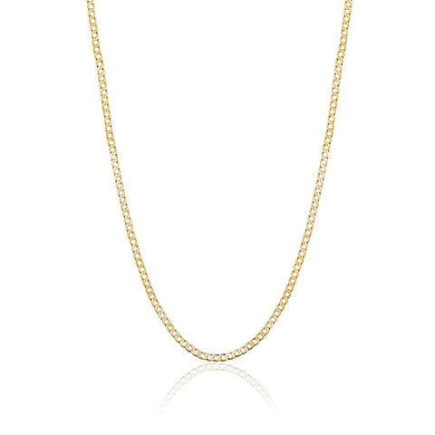 14K Solid Yellow Gold Curb Link Chain Necklace for Men and Women Made in Italy - Width 2.5mm Length 20"