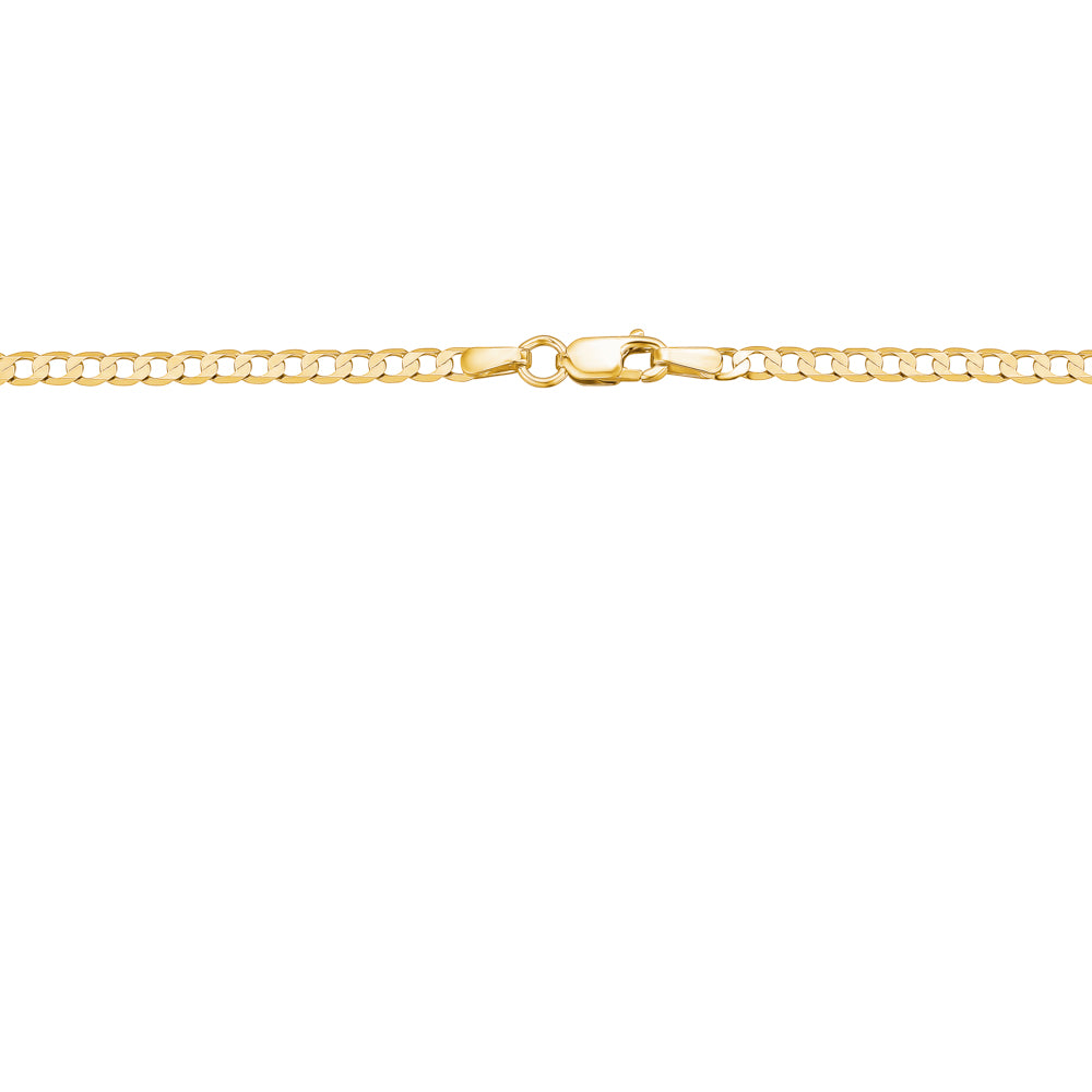 14K Solid Yellow Gold Curb Link Chain Necklace for Men and Women Made in Italy - Width 2.5mm Length 20"