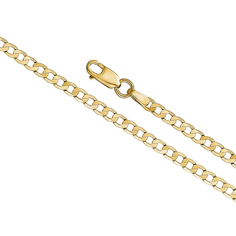 14K Solid Yellow Gold Curb Link Chain Necklace for Men and Women Made in Italy - Width 2.5mm Length 20"