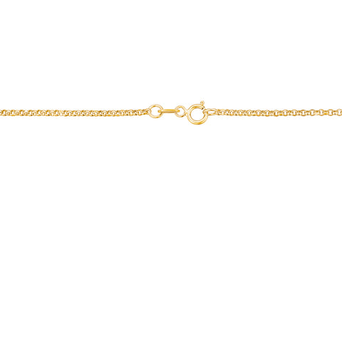14K Solid Yellow Gold Rolo Link Chain Necklace Diamond Cut for Women and Girls Made in Italy - Width 1.5mm Length 16"