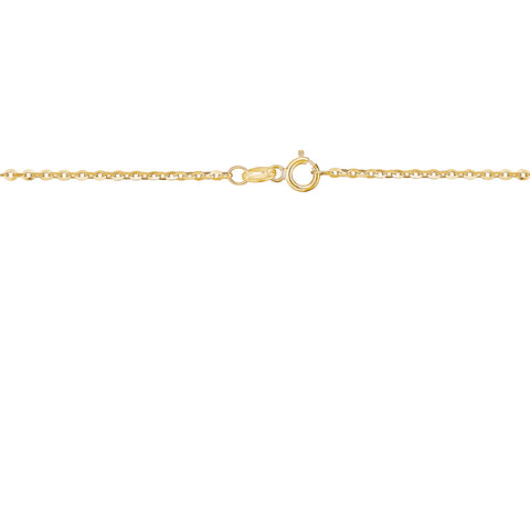 14K Solid Yellow Gold Flat Rolo Chain Necklace for Women and Girls Made in Italy - Width 1.5mm Length 16"