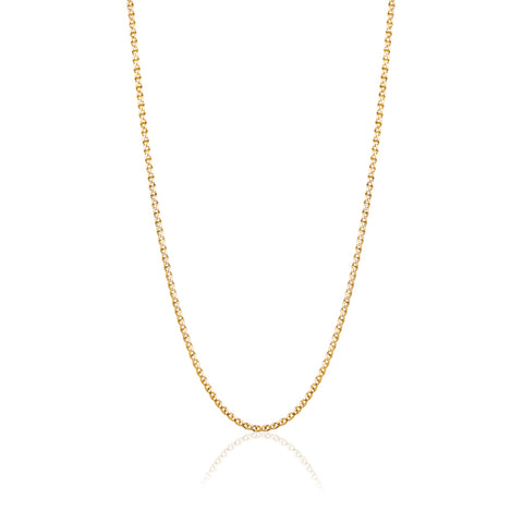 14K Solid Yellow Gold Flat Mariner Chain Necklace for Women and Girls Made in Italy - Width 2mm Length 18"