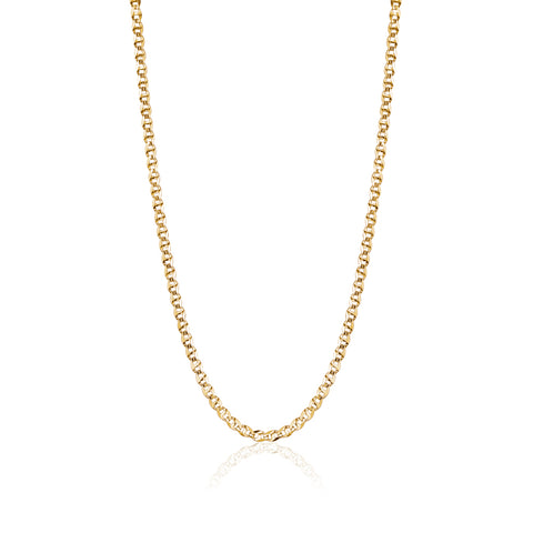 14K Solid Yellow Gold Flat Mariner Chain Necklace for Men and Women Made in Italy - Length 20in Width 3mm