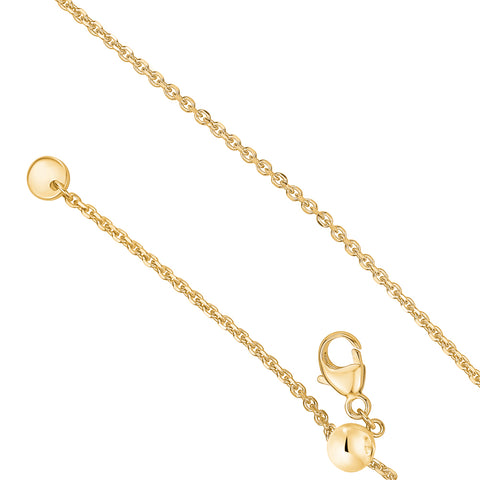 14k Solid Yellow Gold Diamond Cut Cable Chain Adjustable Length Push Button Ball Slider for Men and Women Width 1.3mm Length 20"