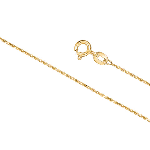 14k Solid Yellow Gold Cable Link Chain Made in Germany Width 0.9mm Length 16"