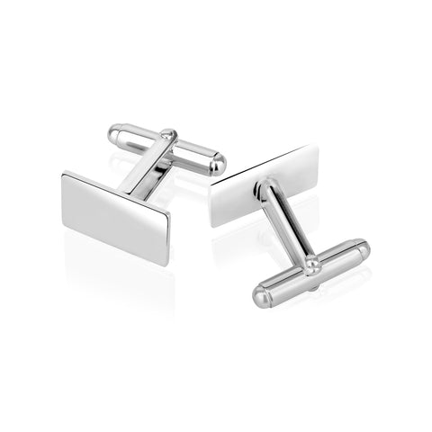 Elegant silver-plated rectangle cufflinks made in Italy