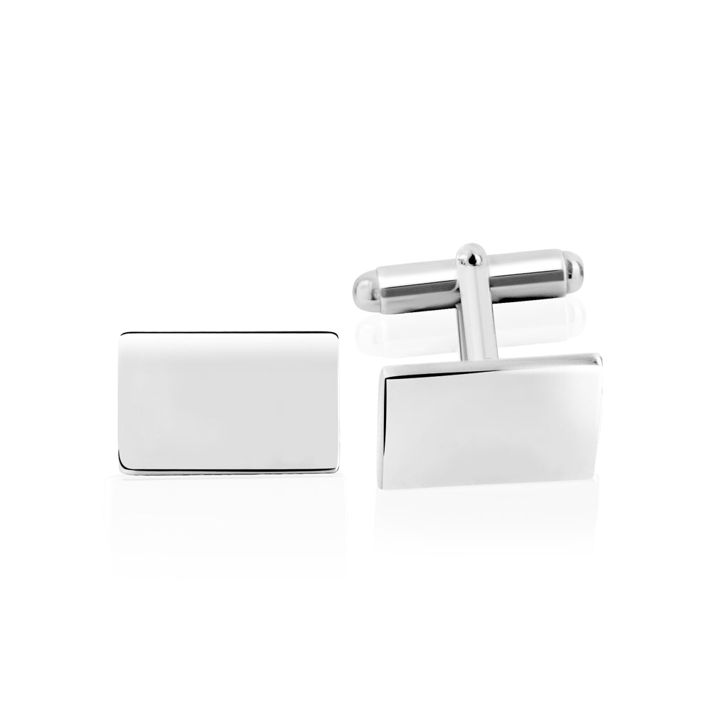 Sterling Silver 925 Rectangle Cufflinks Custom Initial Engraved Made In Italy Personalized Cufflink Gift for Men