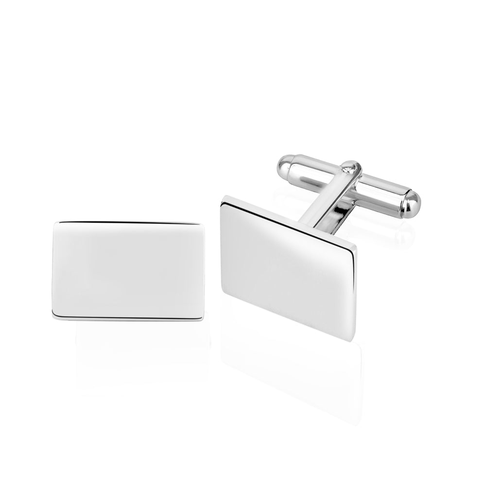 Sterling Silver 925 Rectangle Cufflinks Custom Initial Engraved Made In Italy Personalized Cufflink Gift for Men