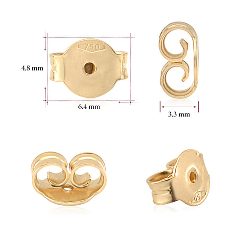 Earring Back Replacements Butterfly 18K Solid Yellow Gold Italy