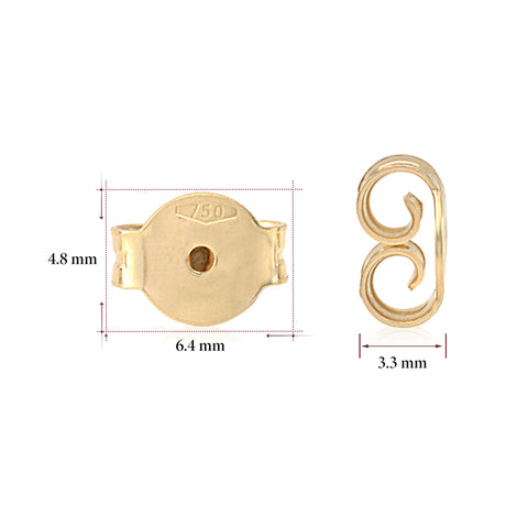 Earring Back Replacements Butterfly 18K Solid Yellow Gold Italy