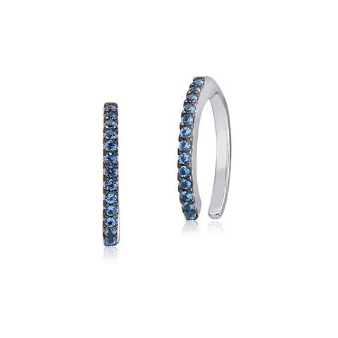Sterling Silver Faux Conch Hoop Earrings with Simulated Diamonds Gemstones Cartilage Ear Cuff for Non Pierced Ears