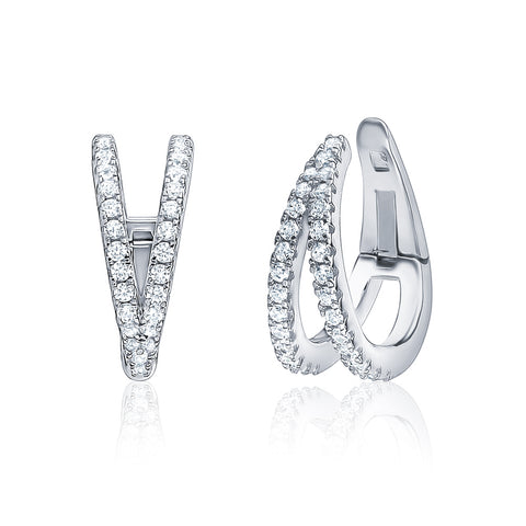 Detail of the clasp on Sterling Silver Double Row Simulated Diamond Earrings