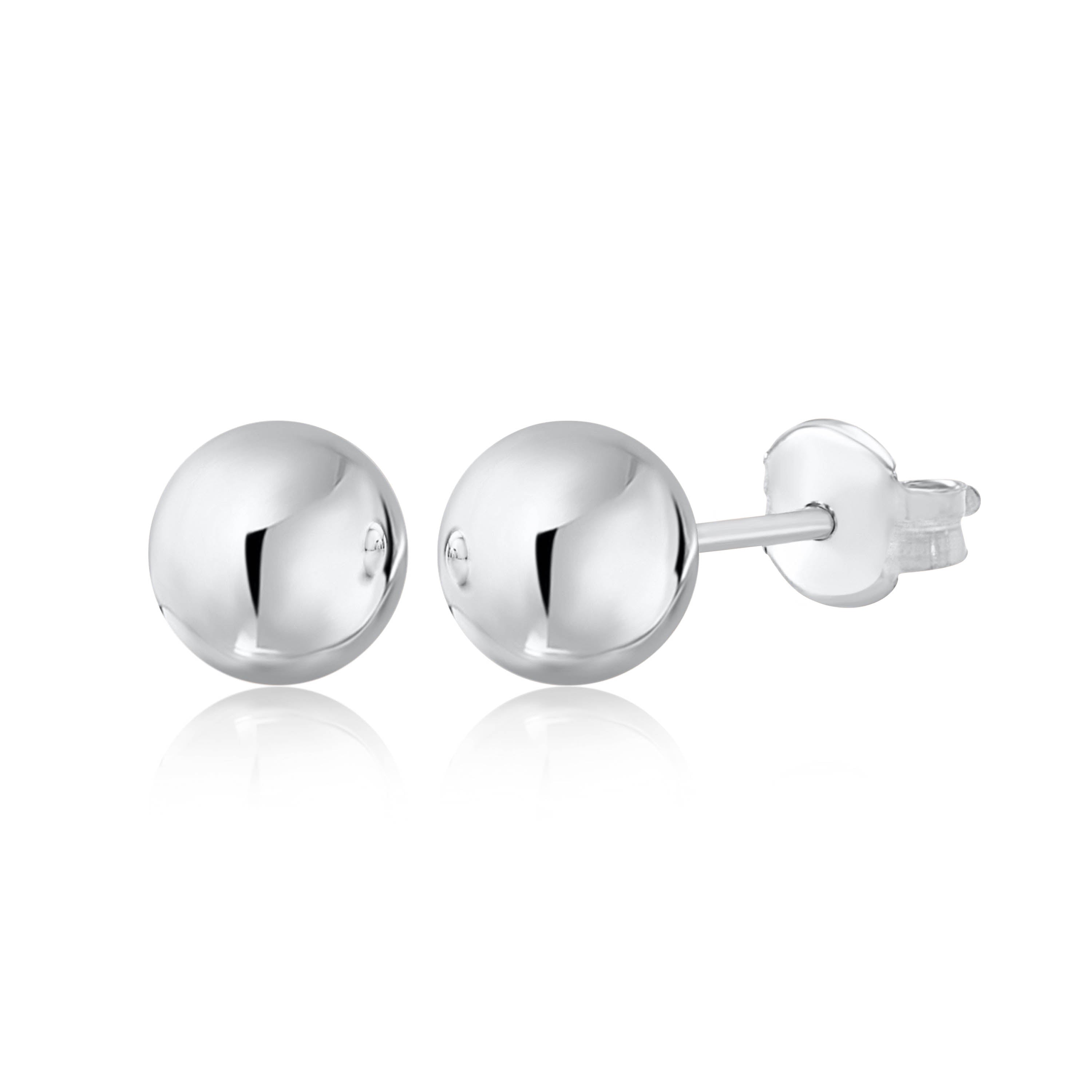 Italian 8mm Sterling Silver Ball Stud Earrings