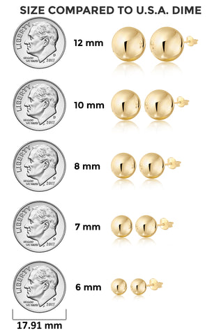 10K 14K Yellow White Rose Gold Polished Stud Ball Earrings