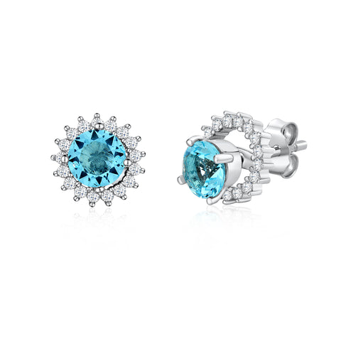 MASSETE Sterling Silver 925 Halo Stud Post Earrings with Removeable Jacket