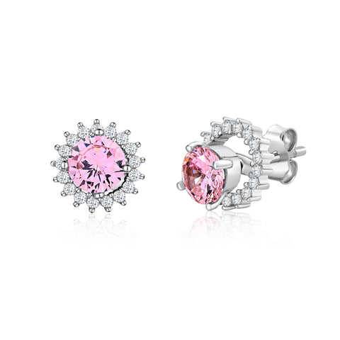 MASSETE Sterling Silver 925 Halo Stud Post Earrings with Removeable Jacket