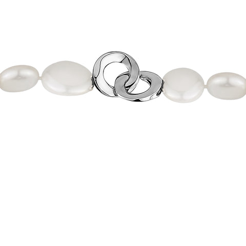 MASSETE White Coin Freshwater Cultured Pearl Necklace for Women Sterling Silver Clasp Modern 12.5mm 18"