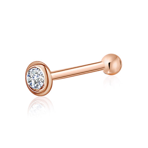 Solid 14K/18K Gold Nose Ring / Stud, Hypoallergenic with CZ